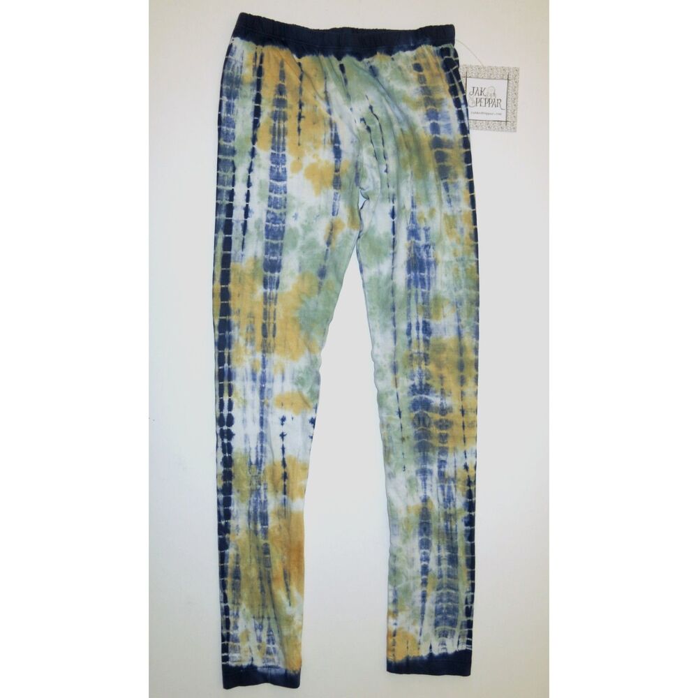NEW Jak & Peppar girls 14 Fits 8 10 12 leggings Navy blue green mustard tie-dye